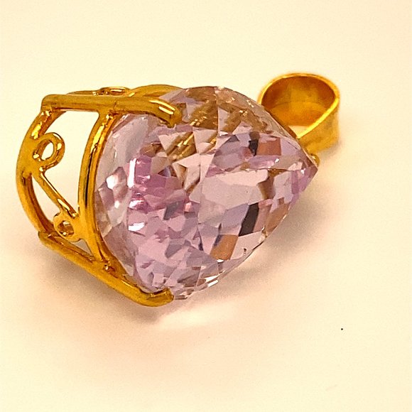 Pink Kunzite 17.91ct Solid 18K Yellow Gold Pendant - Picture 3 of 9